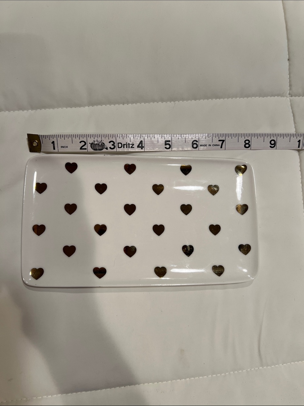 Nicole Miller White Tray with Gold Heart Accents